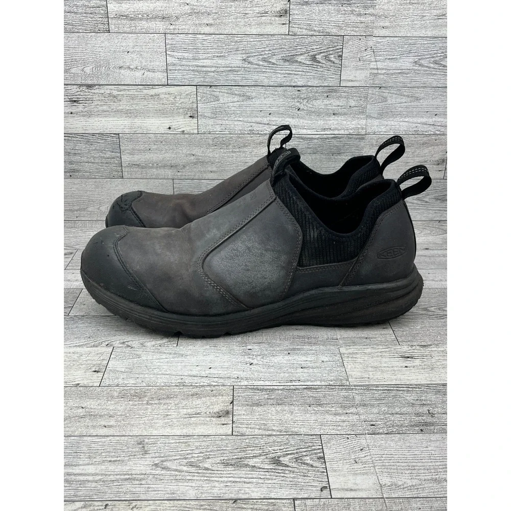 KEEN Mens Slip On ESD Work Shoes Size 13 EE Black Leather‎ Safety Toe